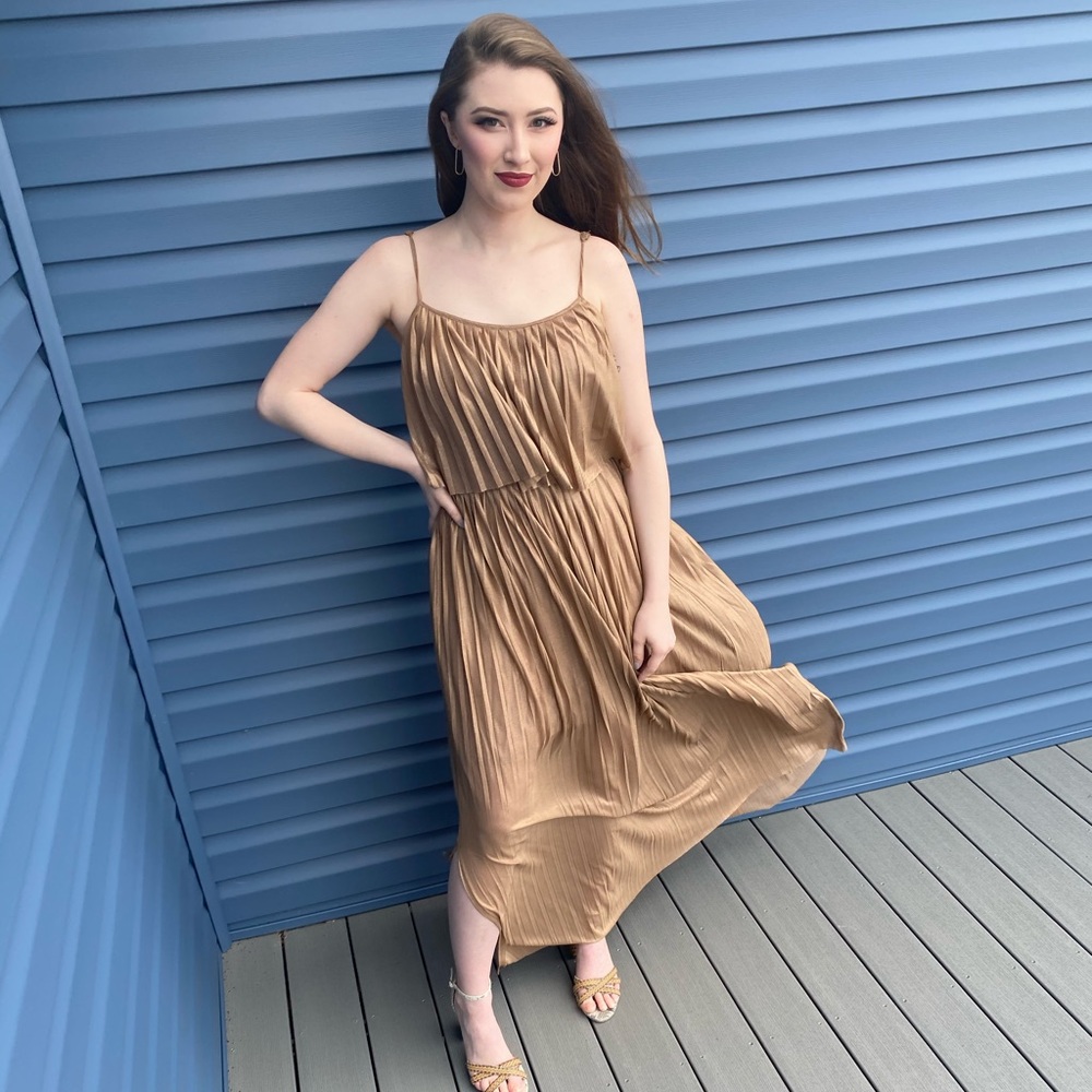 Gold long dress open back